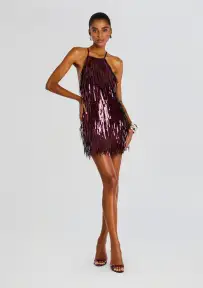 Romee Sequin Dress(Burgundy,XXS)
