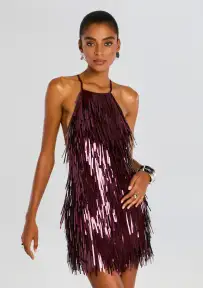 Romee Sequin Dress(Burgundy,XXS)