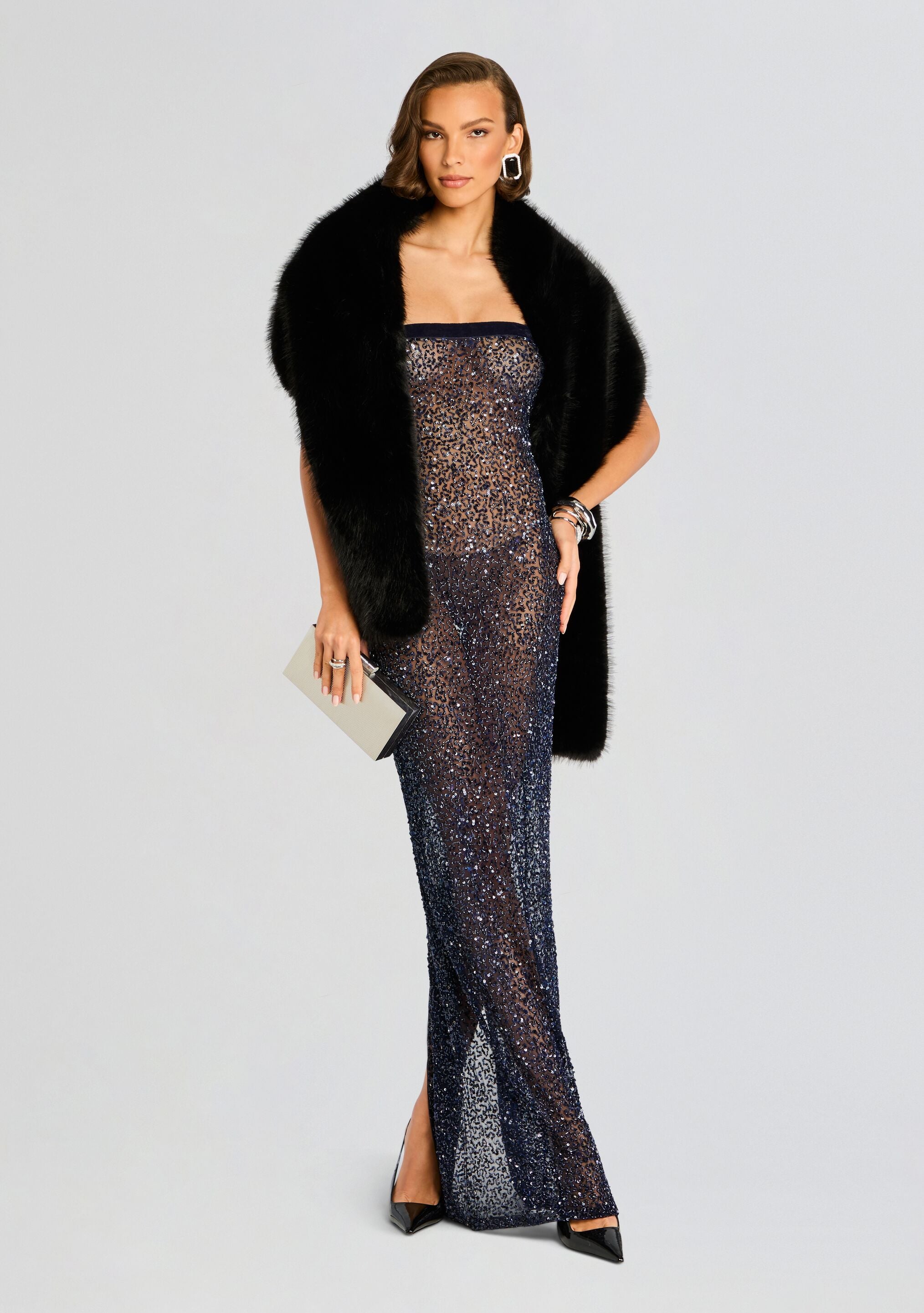 Duchess Faux Fur Stole - Black