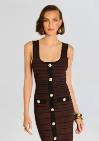 Weyla Knit Dress(Metallic Earth/Black,XXS)