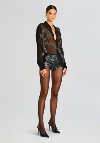 Cherish Embellished Shirt(Black,XXS)