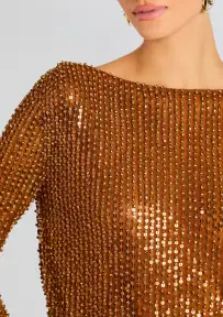 Danae Crystal Dress(Cinnamon/Gold,XXS)
