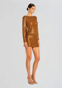Danae Crystal Dress(Cinnamon/Gold,XXS)