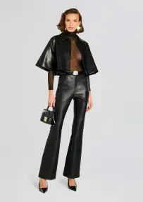 Adi Vegan Leather Cropped Jacket(Black,XXS)