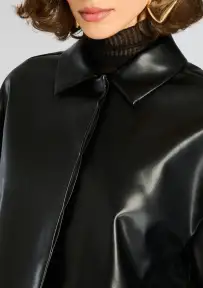 Adi Vegan Leather Cropped Jacket(Black,XXS)