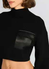 Donna Mid Cropped Sweater(Black,XXS)