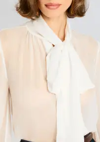 Hasli Silk Chiffon Top(White,XXS)