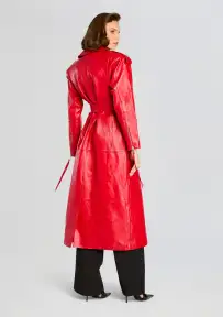 Knightley Leather Trench Coat(Lipstick Red,XXS)
