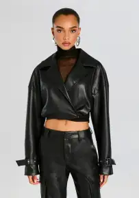 Koda Vegan Leather Cropped Trench