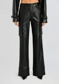 Fifer Vegan Leather Mid Rise Cargo Pant