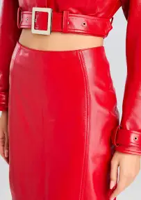 Lonny Leather Skirt(Lipstick Red,XXS)