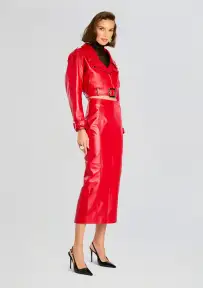 Lonny Leather Skirt(Lipstick Red,XXS)