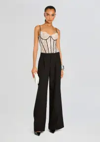 Lovisa Corset Bodysuit(Black/White,XXS)