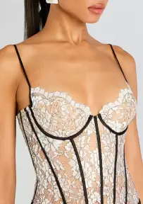 Lovisa Corset Bodysuit(Black/White,XXS)