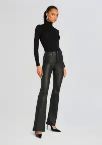 Presely High Rise Flare Jean(Coated Black,23)