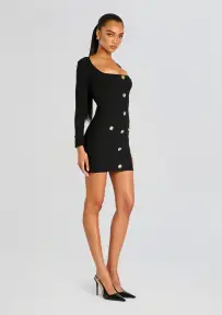 Thea Rib Knit Dress(Metallic Black,XXS)