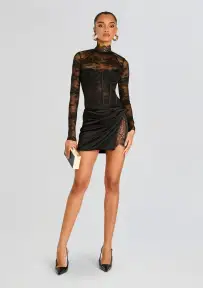 Valentina Lace Bodysuit(Black,XXS)
