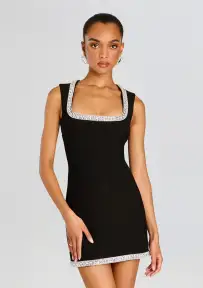 Bexley Embellished Dress(Black,XXS)