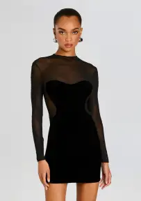 Delmer Velvet Dress(Black,XXS)