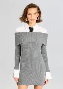 Elodie Sweater Dress(Heathered Grey,XXS)