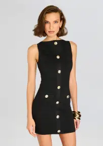 Erin Bandage Dress(Metallic Black,XXS)
