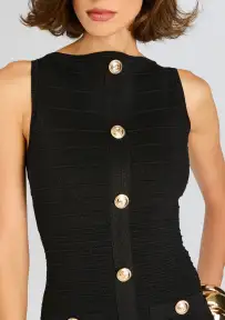 Erin Bandage Dress(Metallic Black,XXS)