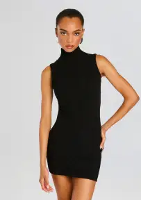 Julissa Cable Knit Mini Dress(Black,XXS)