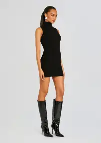 Julissa Cable Knit Mini Dress(Black,XXS)