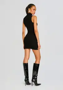 Julissa Cable Knit Mini Dress(Black,XXS)
