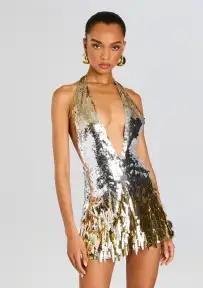 Kinara Sequin Dress(Silver/Gold,XXS)