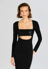 Raelle Embellished Knit Dress(Black,XXS)