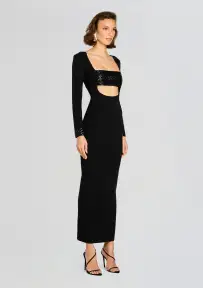 Raelle Embellished Knit Dress(Black,XXS)