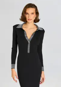Shareen Embellished Knit Dress(Black/Silver,XXS)