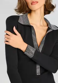 Shareen Embellished Knit Dress(Black/Silver,XXS)