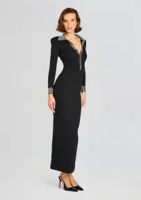 Shareen Embellished Knit Dress(Black/Silver,XXS)