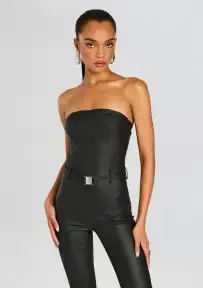 Vice Slim Flare Jumpsuit(Coated Black,XXS)