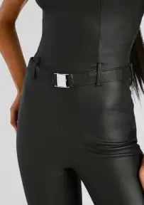 Vice Slim Flare Jumpsuit(Coated Black,XXS)