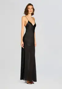Vienna Satin Maxi Dress(Black,XXS)
