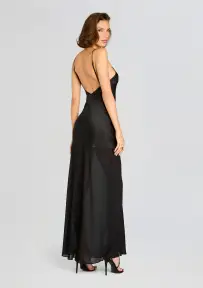 Vienna Satin Maxi Dress(Black,XXS)