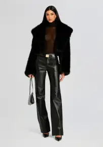 Adelina Leather Pant(Black,XXS)