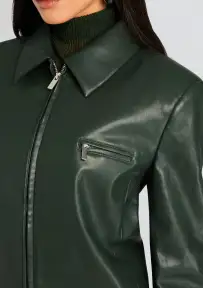 Asha Faux Leather Jacket(Forest Green,XXS)