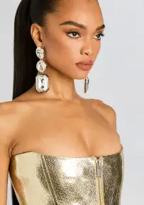 Camille Gemstone Drop Earrings - Gold