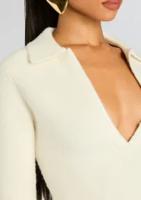 Clara Knit Mini Dress(Eggshell,XXS)