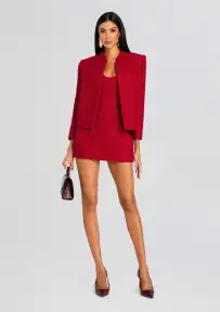 Harlowe Boucle Mini Dress(Ruby Red,XXS)