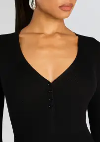 Lia Knit Bodysuit(Black,XXS)