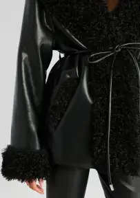 Roxanne Vegan Leather Coat(Black,XXS)