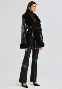 Roxanne Vegan Leather Coat(Black,XXS)