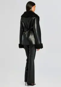 Roxanne Vegan Leather Coat(Black,XXS)