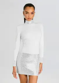 Rue Embellished Dress(White/Silver,XXS)