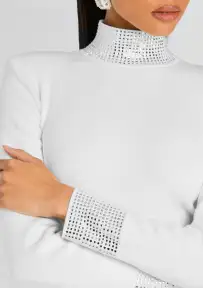 Rue Embellished Dress(White/Silver,XXS)